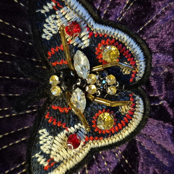 Aldo Deep Purple Velvet Whimsigoth Satchel with Insect Embroidery NWT - Picture 7 of 10